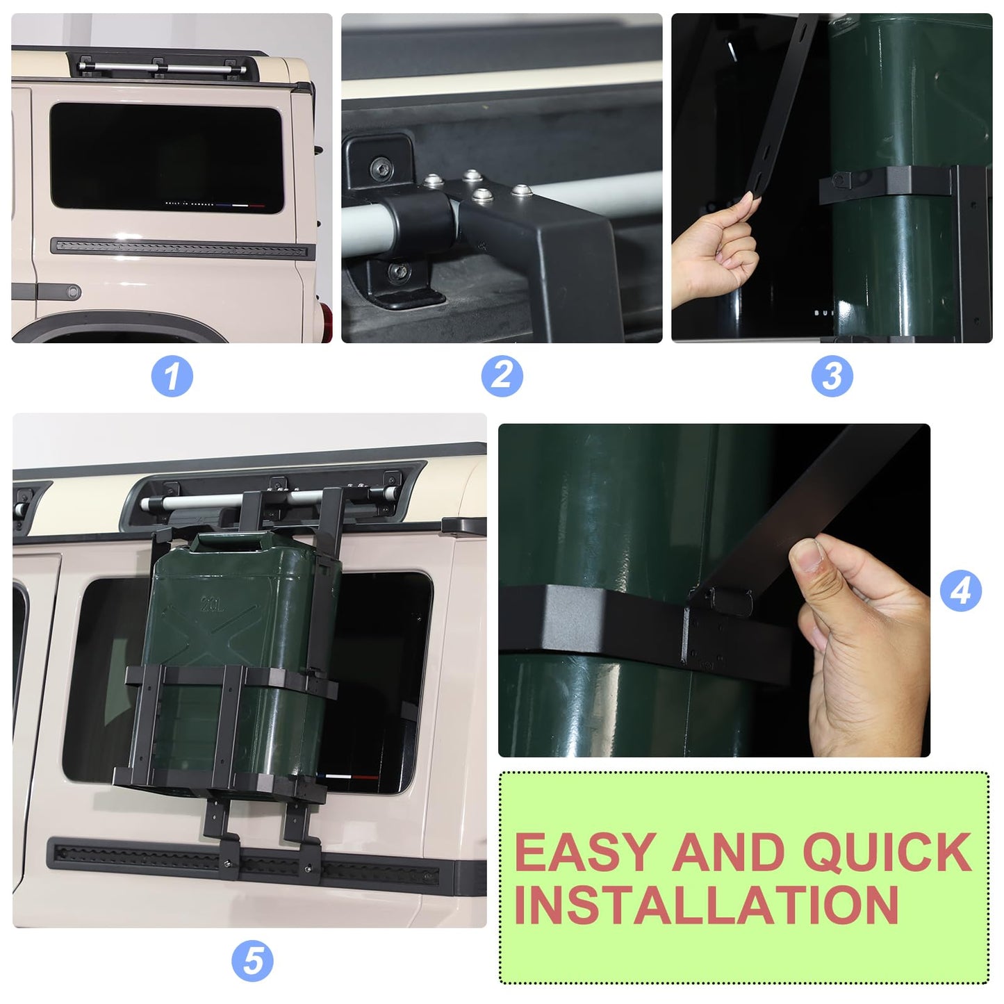 Rear Window Water Can Holder Rack Mount Bracket for INEOS Grenadier 2020-2025 Accessories Trailer Water Liquid Container Bracket, Water Locking Pack Mount 5 Gallon / 20 Liter Jerry Water Can Rack
