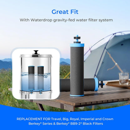 Waterdrop 2.25G Gravity Water Filter System, NSF/ANSI 42&372 Standard, Stainless Steel System with 4 Carbon Filters, Reduces 99% of Lead and Chlorine for Home, Camping, Emergencies