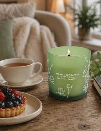 Berries Bergamot Vanilla Candle | 10.6oz Wood Wick Soy Scented Candle for Home | Aromatherapy Stress Relief Candle | Clean Burning, Long Lasting Candles | Self Care Gift for Women & Men