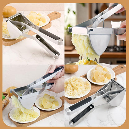 Skiennix Heavy Duty Potato Ricer - 22oz Stainless Steel Masher with Silicone Handle for Perfect Mashed Potatoes