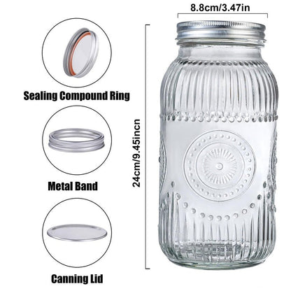 WELLIFE 64oz Mason Jars, 3 Pack Large Mason Jars Wide Mouth for Pickling, Canning, Fermenting and Food Storage, Microwave & Dishwasher Safe