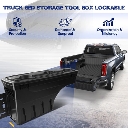 Orceed Driver Side Truck Bed Storage Tool Box Lockable, Fit for Chevrolet Silverado & GMC Sierra 1500 2019-2020, Rotatable Tool Box, Waterproof, Combination Lock