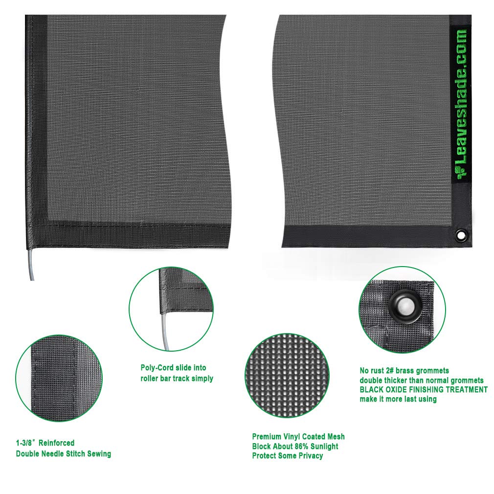 Leaveshade RV Awning Sunshade Screen 10' X 14' 3'' (Fit for 15' Awning) Mesh Sun Shade Screen Motorhome Camping Trailer Shadescreen Sunscreen UV Sunblocker - 3 Year Warranty (Black)