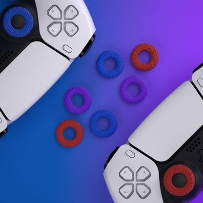 PlayVital 3 Pairs Donut Design Silicone Thumbstick Rings for ps5/4, for Xbox Series X/S, for Xbox One/Elite Series 2 Core, for Switch Pro, Universal Anti Slip Thumb Grips Rings - Red & Blue & Purple