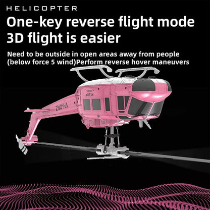RC ERA C032 UH-1 Huey Helicopter - Remote Control Helicopters for Adult 1/48 Sacle 2.4G 6CH Gyro Stabilized Aircraft with Altitude Hold &amp Optical Flow3D Stunt Drone (Pink)