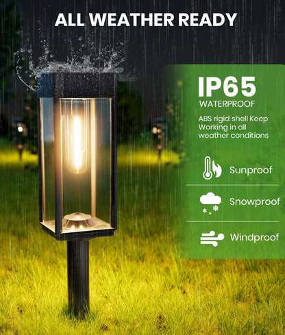 BITPOTT Solar Pathway Lights Outdoor,Bright Solar Lights for Outside, Waterproof Auto On/Off Garden Lights Solar Powered Landscape Lights for Yard Walkway Driveway Lawn (Warm White, 12 Pack)