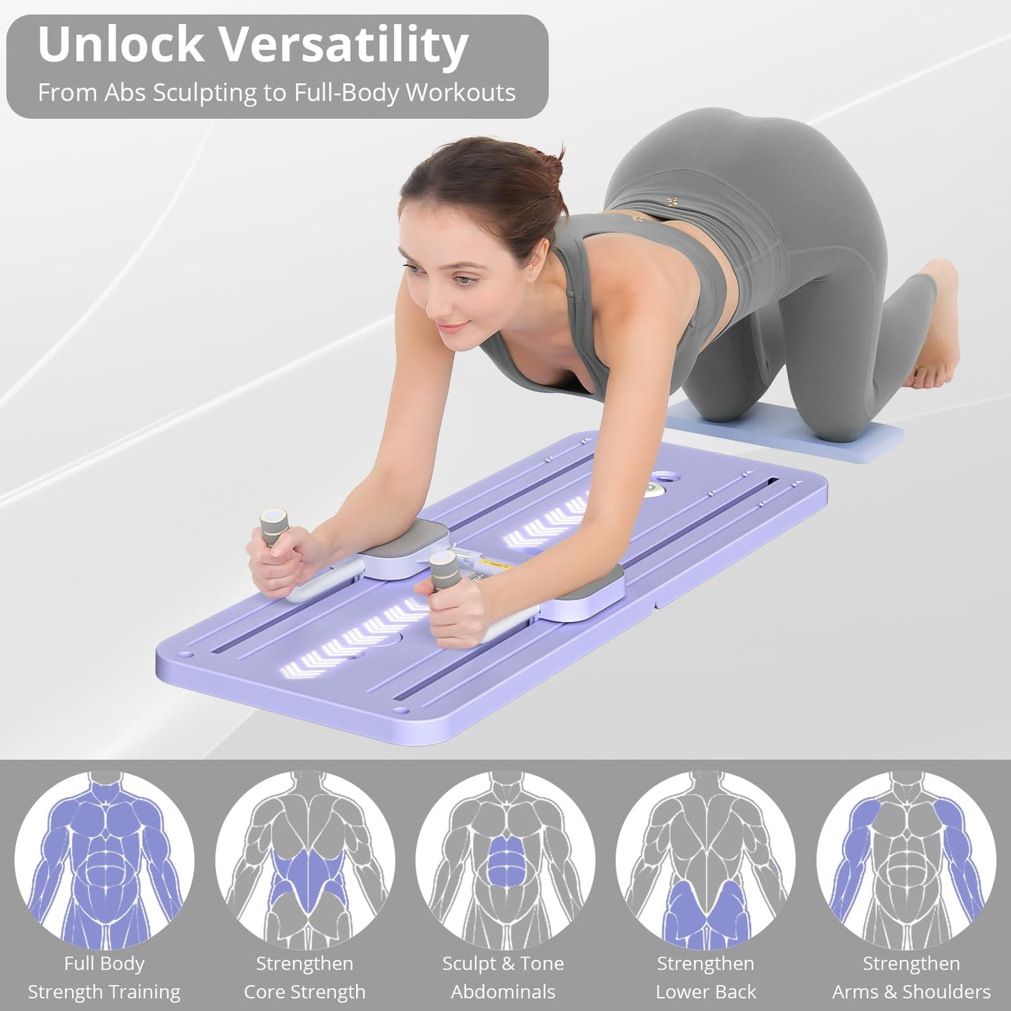 JANUA Pilates Board - Pilates Reformer Set, Multi-Purpose Foldable Pilates Reformer Board for Home, 5 in 1 Pilates Sliding Board