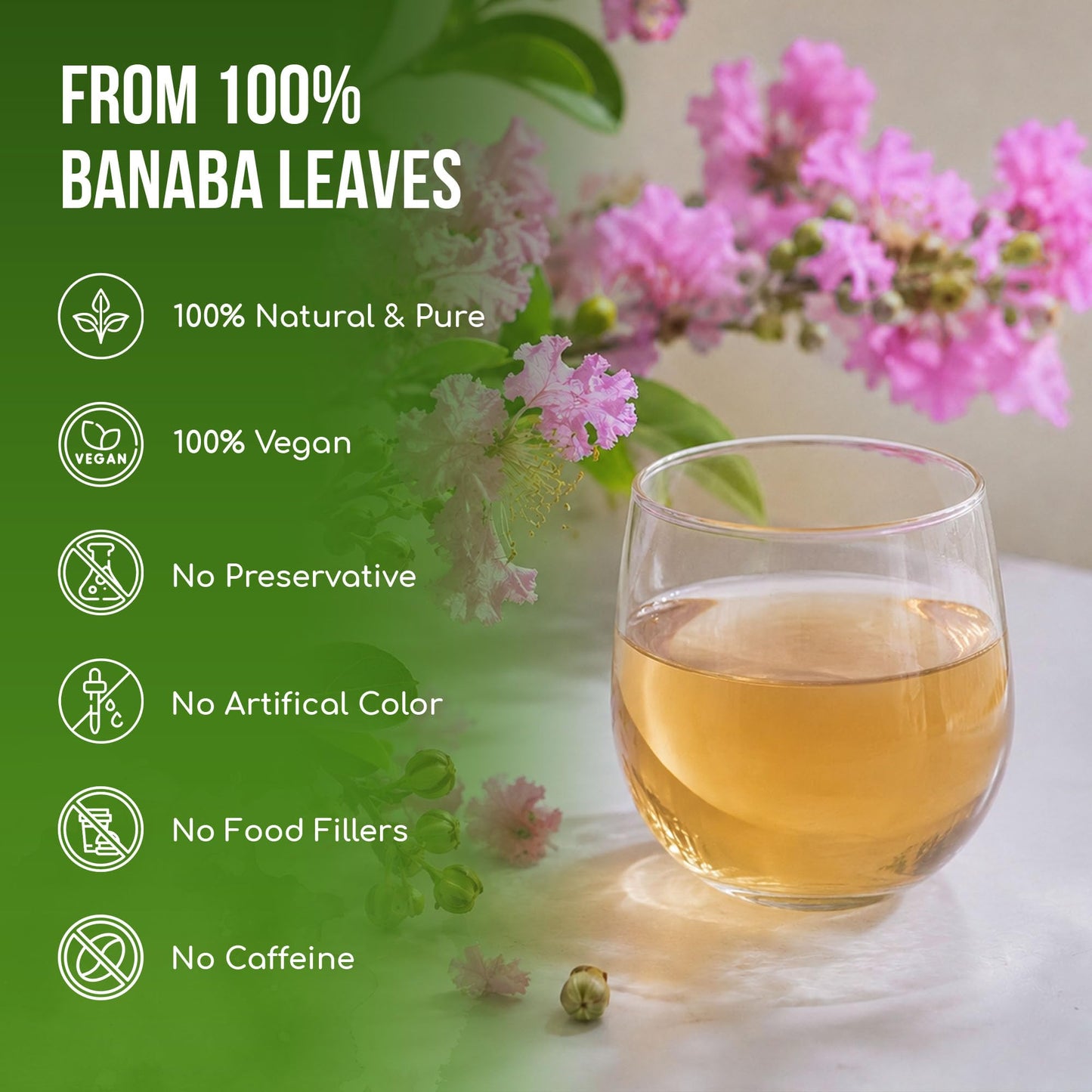 FreshDrinkUS, Premium 50+ Banaba Dried Leaves, 100% Natural & Pure from Whole Banaba Leaves, Banaba Leaf Tea, No Additives, No Caffeine, Vegan