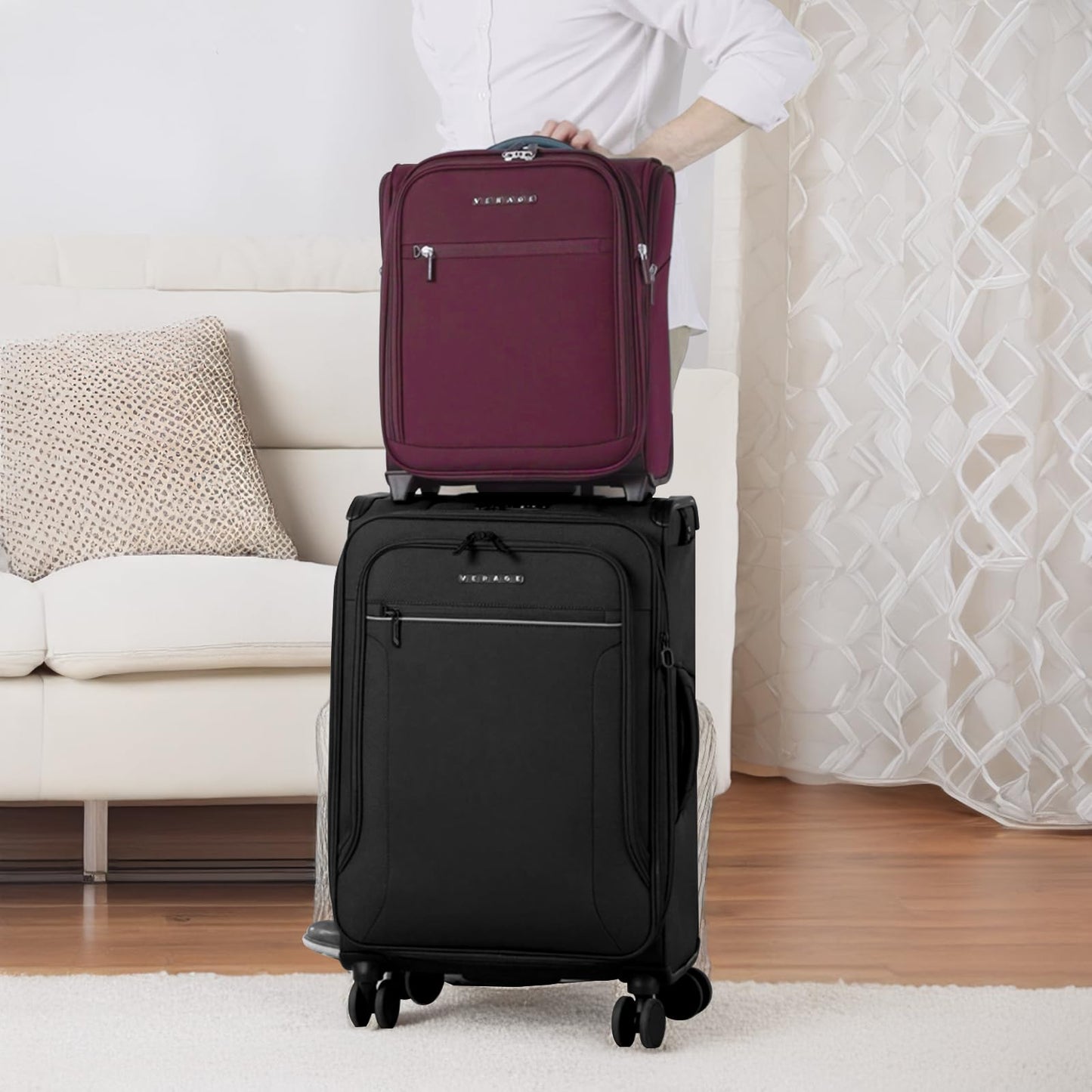 VERAGE Carry On Underseat Luggage with 2 Wheels & USB Port, 16 Inch Wheeled Spinner Bag Carry-on Luggages for Airlines, Lightweight Suitcase Men Women, Pilots and Crew (Upgrade-16-Inch)
