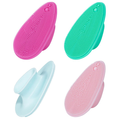 4 Pack Silicone Face Scrubber, Beomeen Facial Cleansing Brush Soft Silicone Facial Exfoliation and Massage Brush Blackhead Scrubber for Men and Women (Black)