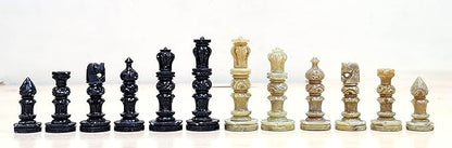 StonKraft - Natural Stone Chess Pieces Chessmen Chess Coins (3 King) | Chess Accessories | Board Games (White and Brown)
