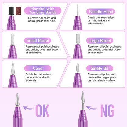20000RPM Electric Nail Drill Compact Portable Efile Professional Manicure Pedicure Nail File Drill Kit for Acrylic, Gel Nails and Home Salon Use