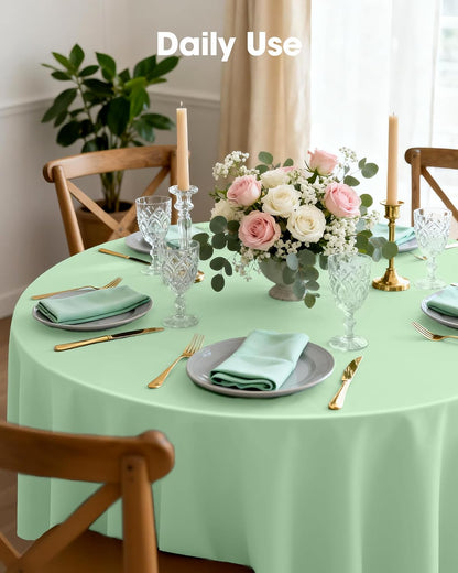 Pureegg Disposable Round Table Cloths - 84'' Sage Green, Leakproof & Sturdy, 8 Pack for Easter Parties