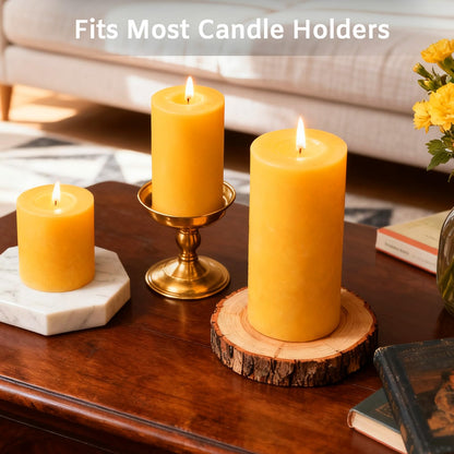 3 Pack Natural Beeswax Pillar Candles,Long Burning Unscented Pure Beeswax Candles Set,Smokeless Dripless Organic Pillar Candles Bulk for Home Decor,Prayer,Emergency,2x2in,2x3in,2x4in