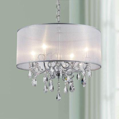 Bestier Crystal Pendant Drum Chandelier 4 Light LED Ceiling Light 19 in Dia x 18 in H Pendant Light 02 Model d4eaac92