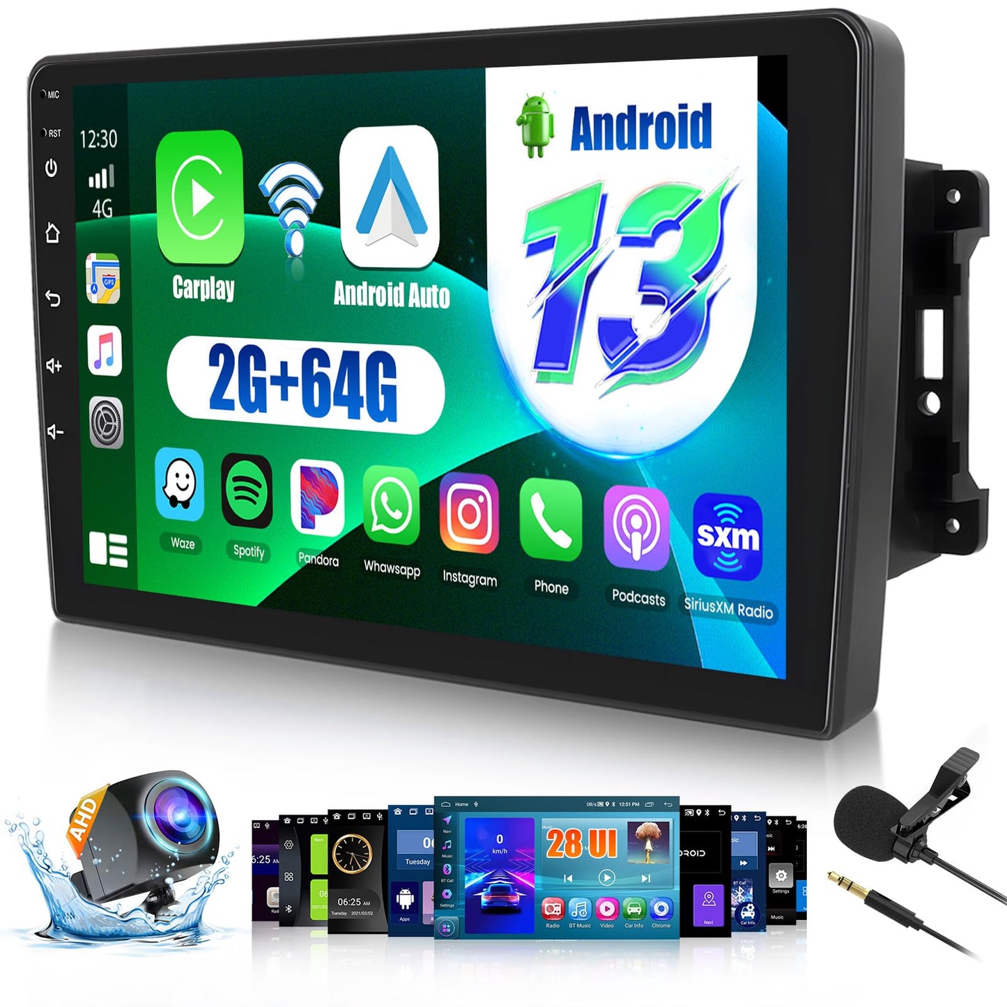 Inefala 2+64G Radio for Jeep Wrangler JK Compass Grand Cherokee Dodge Ram CarPlay Car Stereo Android 13 Touchscreen 10.1" Android Auto Backup Camera GPS EQ 28UI