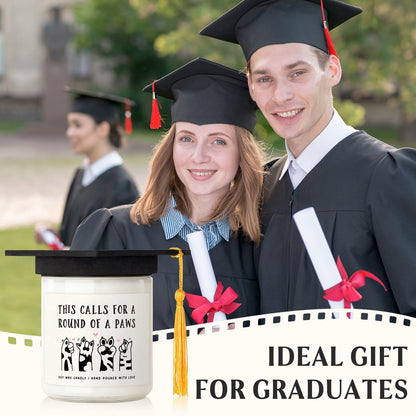 Petalsun Graduation Gifts for Her, Him- Cute Paws Grad Candle- 2026 Funny College, Masters Degree, Phd, Nurse, High School Grad Gifts for Cat Lovers, Graduation Party Decorations, Lavender Scented 7oz