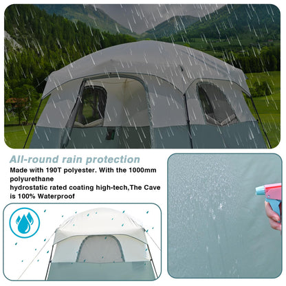 DanCoom Tents 4/6 Person, Easy Setup Waterproof Camping Tent with Rainfly, Portable Double Layer Large Family Tent for Camping Backyard Outdoor & Hiking-10'X9'X75in(H)