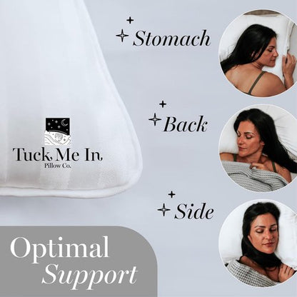 Houseify Tuck Me In Pillow Co. Down Alternative Pillows - Hypoallergenic Queen Size Set of 2 | Premium Breathable Comfort for Side & Back Sleepers
