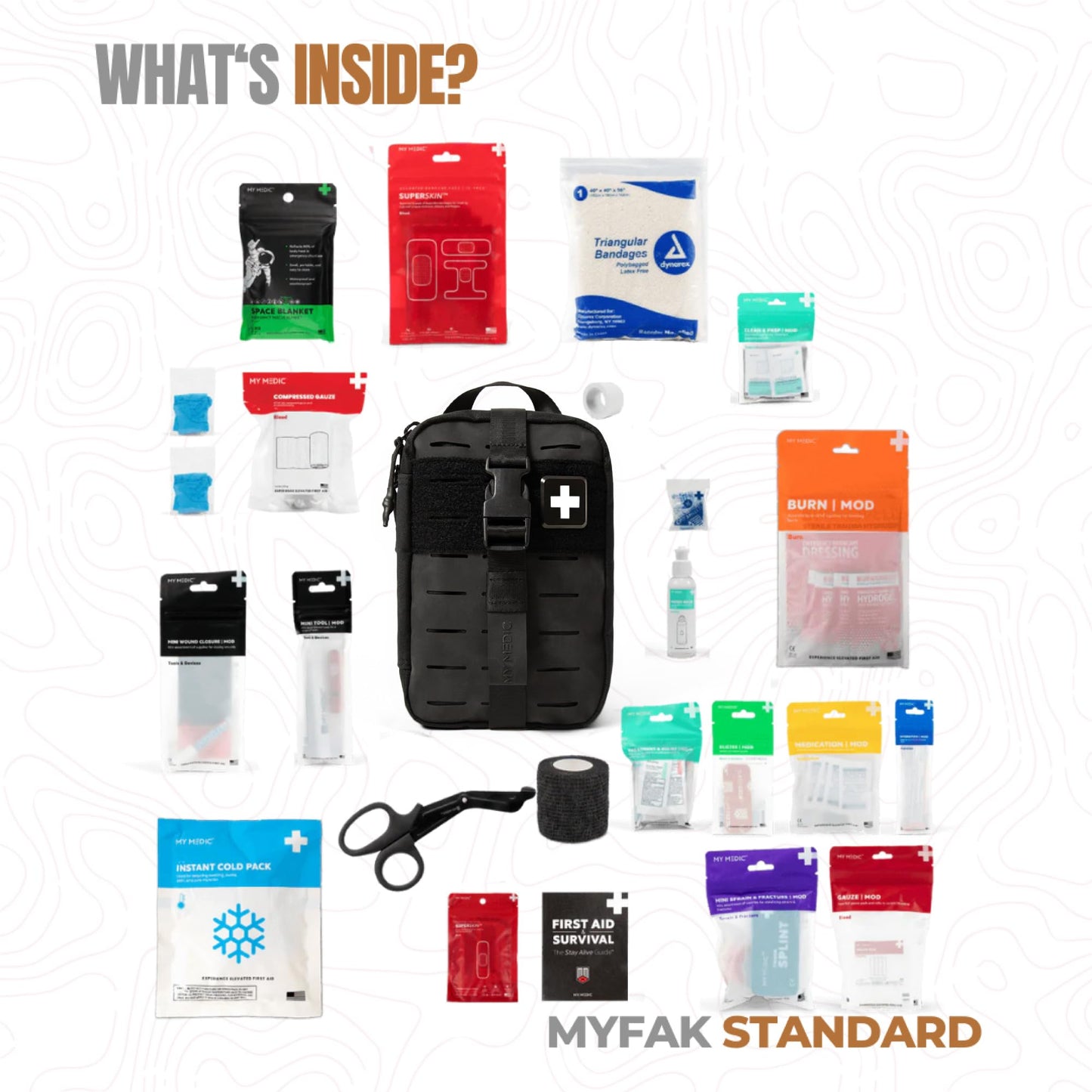 MY MEDIC MyFAK Standard Tactical IFAK & AFAK First Aid Kit - HSA FSA Items - Built in USA - Medical Supplies & Combat Medic Kit for Car, Truck, Vehicle & EDC Emergencies - Tactical Medical Bag, Black
