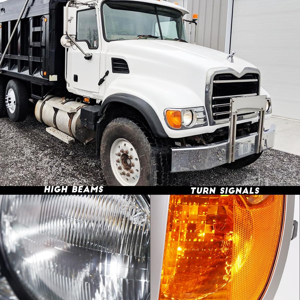 Hpdmauto Headlights Assembly fit for Mack CV Replacement Left Driver Side Headlamp Chrome
