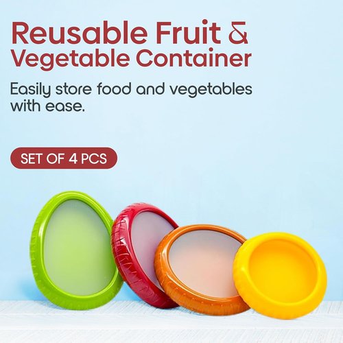 Food Popz Set of 4 Storage Containers - Anti-Oxidation Box for Avocado, Onion, Lemon & Tomato | BPA-Free Fresh Pod