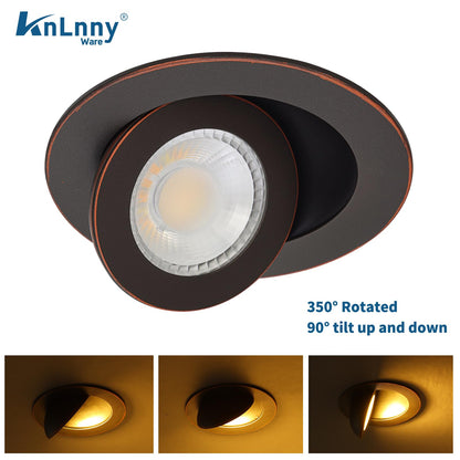 KnLnny Ware Adjustable Eyeball Recessed Light 4 Inch, 9W 750LM, Dimmable, Airtight, Bronze, Model KL2025005Bronze,
