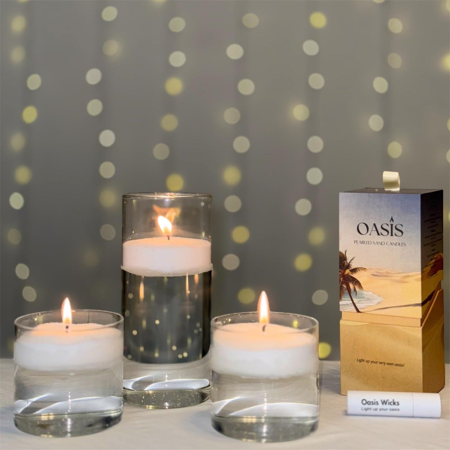 Oasis Pearled Sand Candle - 18oz Sand Wax, Refillable, Scented & Unscented Luxury Candle with 30 Wicks, Up to 120 Hours Burn Time (Salndalwood Vanilla)