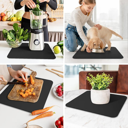 WISELIFE Dish Drying Mat - Super Absorbent Kitchen Counter Mat | Easy Clean, 15"x18", Classic Black