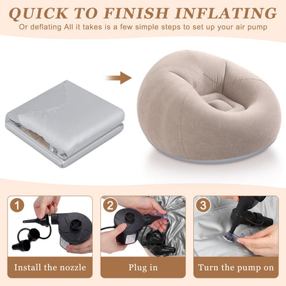 Huwena 12 Pcs Bean Bag Chair Set Include 6 Inflatable Bean Bag Chairs Blow up Sofa 6 Throw Blankets with Air Pump Inflatable Couch Lazy Sofas for Movie Night Camping Outdoor (Coffee)