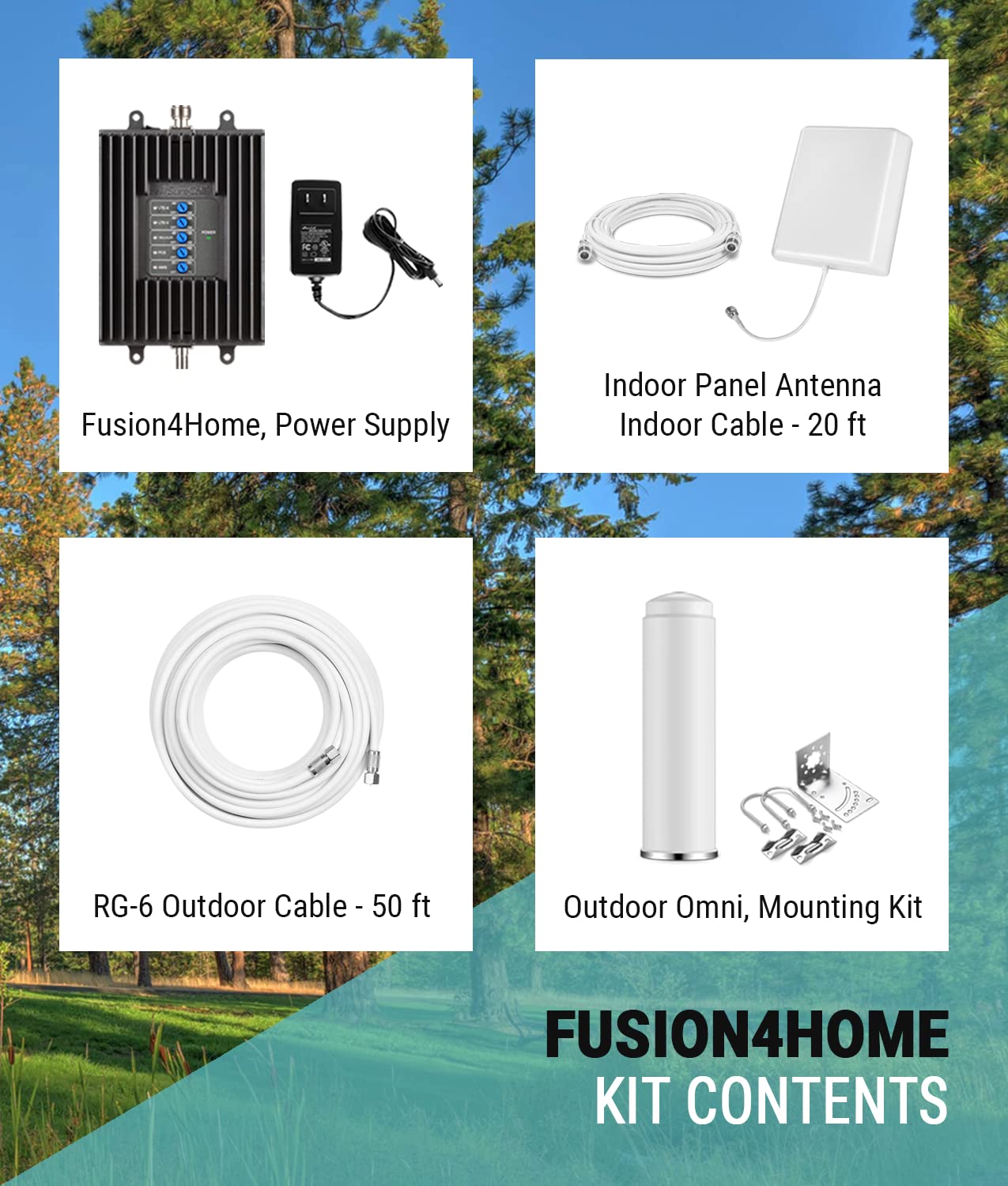 SureCall Fusion4Home Cell Phone Signal Booster Kit for Home and Office - Verizon, AT&T, Sprint, T-Mobile 3G, 4G and LTE, Covers Up to 3,000 Sq Ft, black (SC-PolyH-72-OP-Kit)
