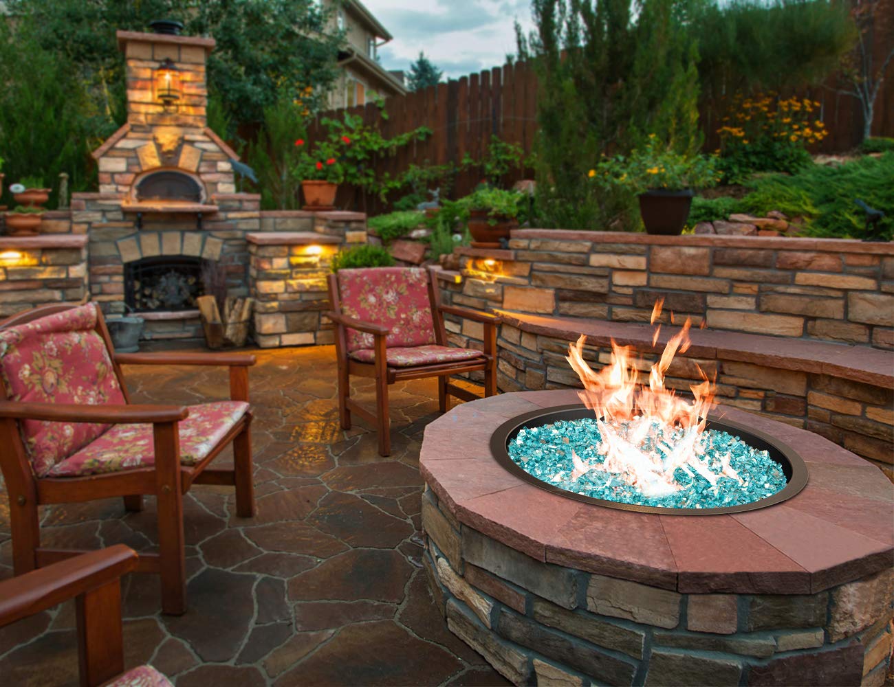 Skyflame Round Fire Pit Burner Pan Fire Bowl with Burner Ring - Drop-in Style - Made of Stainless Steel - 19 inch