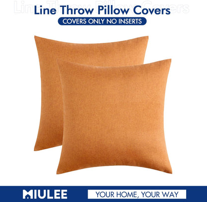 MIULEE Decorative Outdoor Throw Pillow Covers - Waterproof Faux Linen Cushion Cases | 16x16 Inch Brown (Pack of 2)