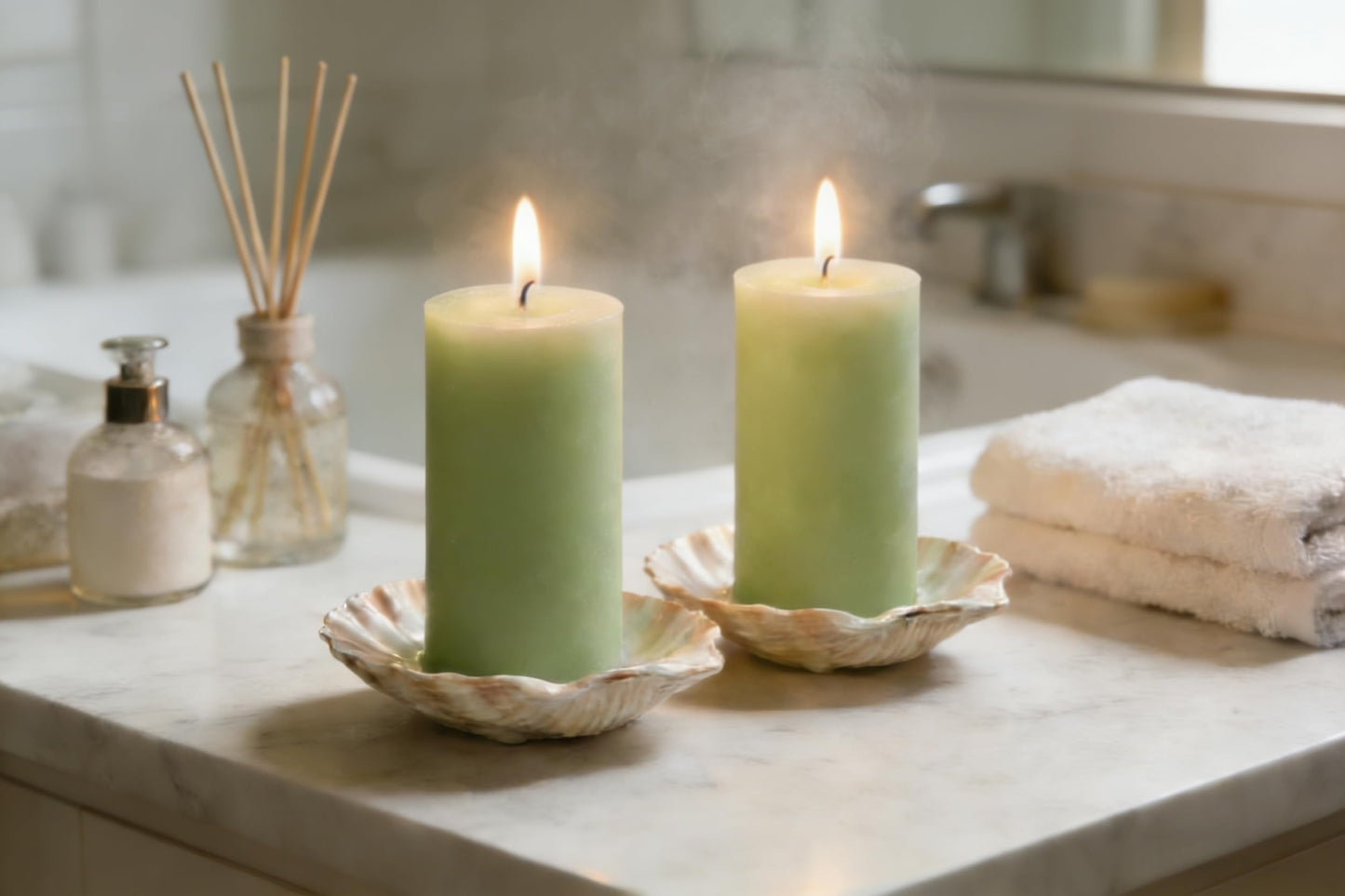 4 Pack Sage-Green Pillar Candles, 2x4 Inch, Long-Lasting, Dripless and Smokeless Unscented Candles, Ideal for Home Décor, Parties Weddings and Relaxation