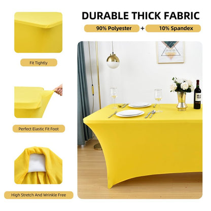 ZarzaaSik 10-Pack 4ft Spandex Table Covers for Rectangular Folding Tables - Wrinkle Resistant Stretch Tight Table Cloths - Fitted Table Protector for Parties, Trade Shows, Banquet, and Wedding
