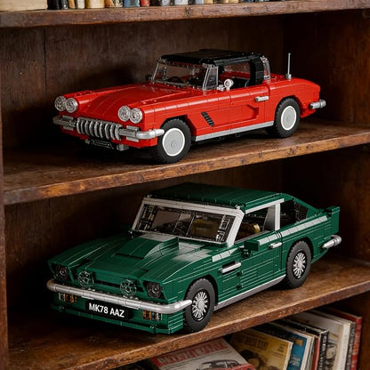 Classic Muscle Sports Racing Car Building Set Expert Icon Model Kit 1253PCS Collectible Display Car Detailed Interior Opening Doors/Trunk/Hood Gift for Adults &amp 14+