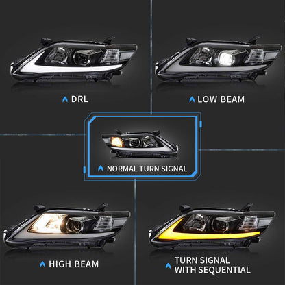 VLAND Led Front Lamps Compatible with 2010-2011 Camry Base, LE, SE and XLE(US Version) w/Sequential w/1141 Bulb w/H7 Bulbs