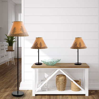 Catalina Lighting Rustic Cabin Lodge 3-Piece Table & Floor Lamp Set, LED Bulb NOT Included, 58", Forest Print, Set of 3