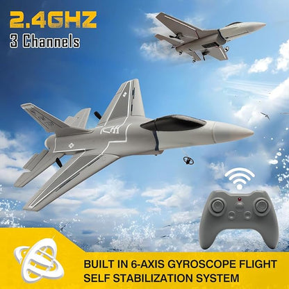 jaming RC Plane 3 Channel Remote Control Airplane for AdultsF16 RC Fighter with 6-Axis Gyro2.4GHz Controlled Hobby Glider Jet Aircraft for BeginnersAdults &amp Kids Gift