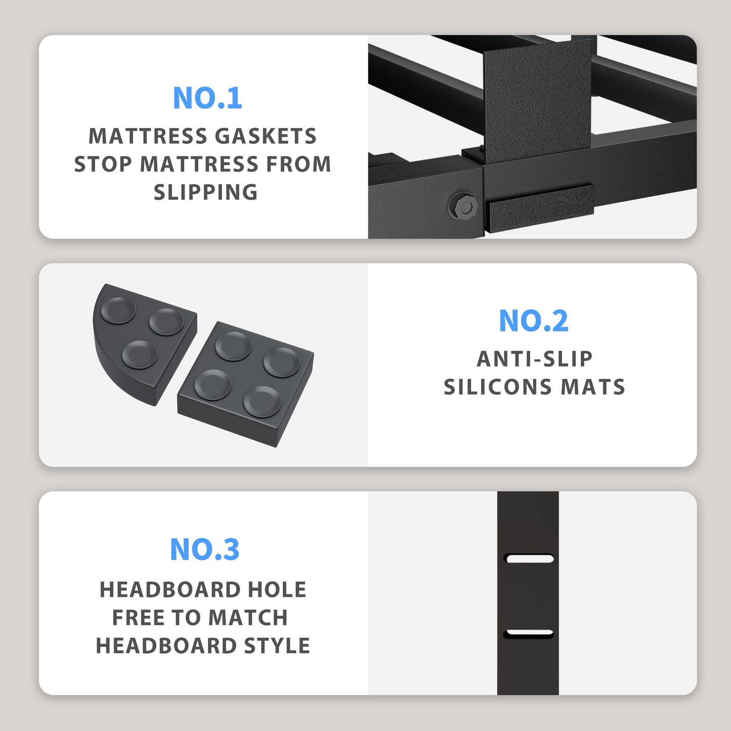 VIPSHOW 18 Inch King Size Bed Frame, 3500Lbs Heavy Duty Metal Platform with Round Corner Legs Mattress Slide Stopper, Steel Slat Support No Box Spring Needed, Noise Free, Non-Slip, Easy Assembly