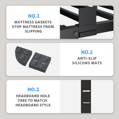 VIPSHOW 18 Inch King Size Bed Frame, 3500Lbs Heavy Duty Metal Platform with Round Corner Legs Mattress Slide Stopper, Steel Slat Support No Box Spring Needed, Noise Free, Non-Slip, Easy Assembly