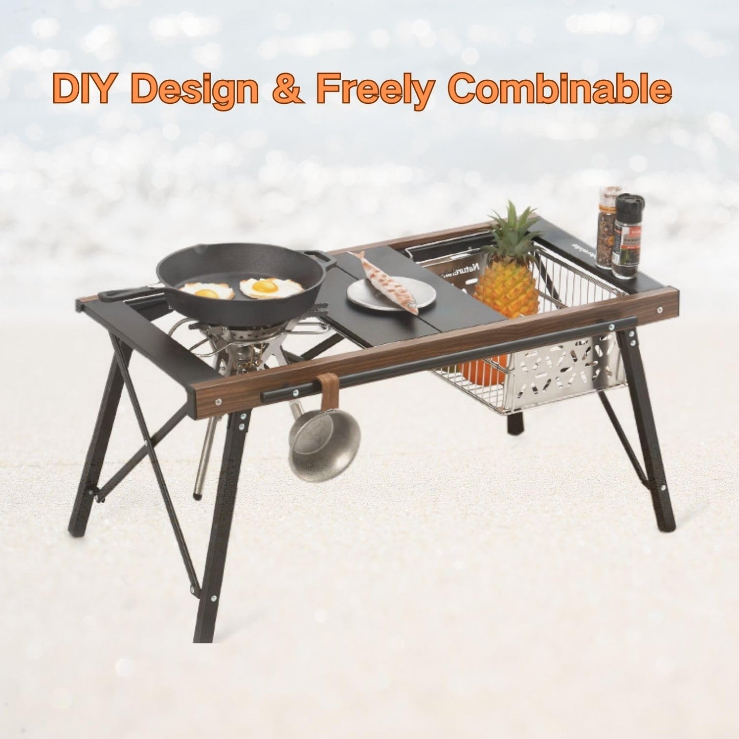 windhike Naturehike Folding IGT Camping Table, Portable IGT Table with Carry Bag, IGT Cook System, Camping Kitchen, Foldable Picnic Table for Outdoor Camp Picnic Car RV Trip Patio Backyard BBQ