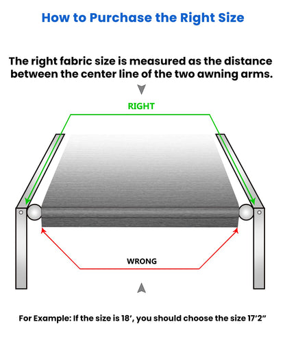 Xenjum RV Awning Fabric Replacement, 18.5oz Heavy-Duty Weatherproof Vinyl Camper Awning Replacement Universal Outdoor Canopy for RV, Motorhome, Trailer Awnings (Black Fade, 19'(Fabric 18'2"))