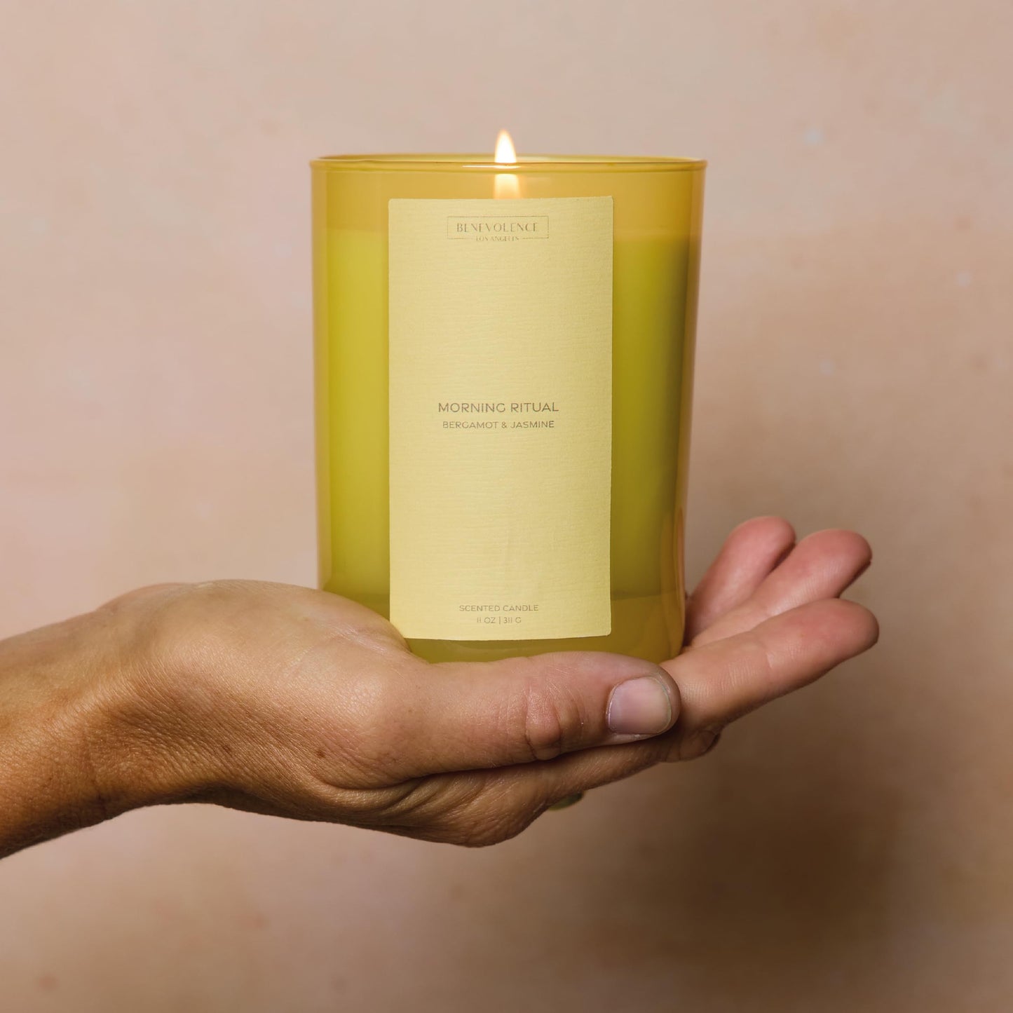 Bergamot & Jasmine Scented Candle | 11oz, 60 Hour Burn | Natural Soy Wax, Cotton Wick | Soy Scented Candles for Home | Benevolence LA Sun-Kissed Collection - Morning Ritual