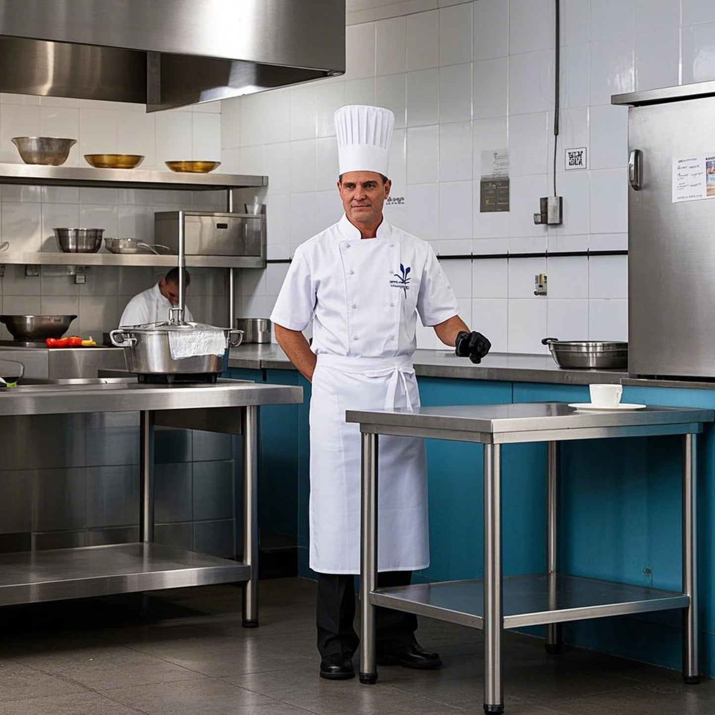 HXCFYP 36 x 24 Inches Stainless Steel Table for Prep & Work with Backsplash and Knife Block for Restaurant, Home and Hotel