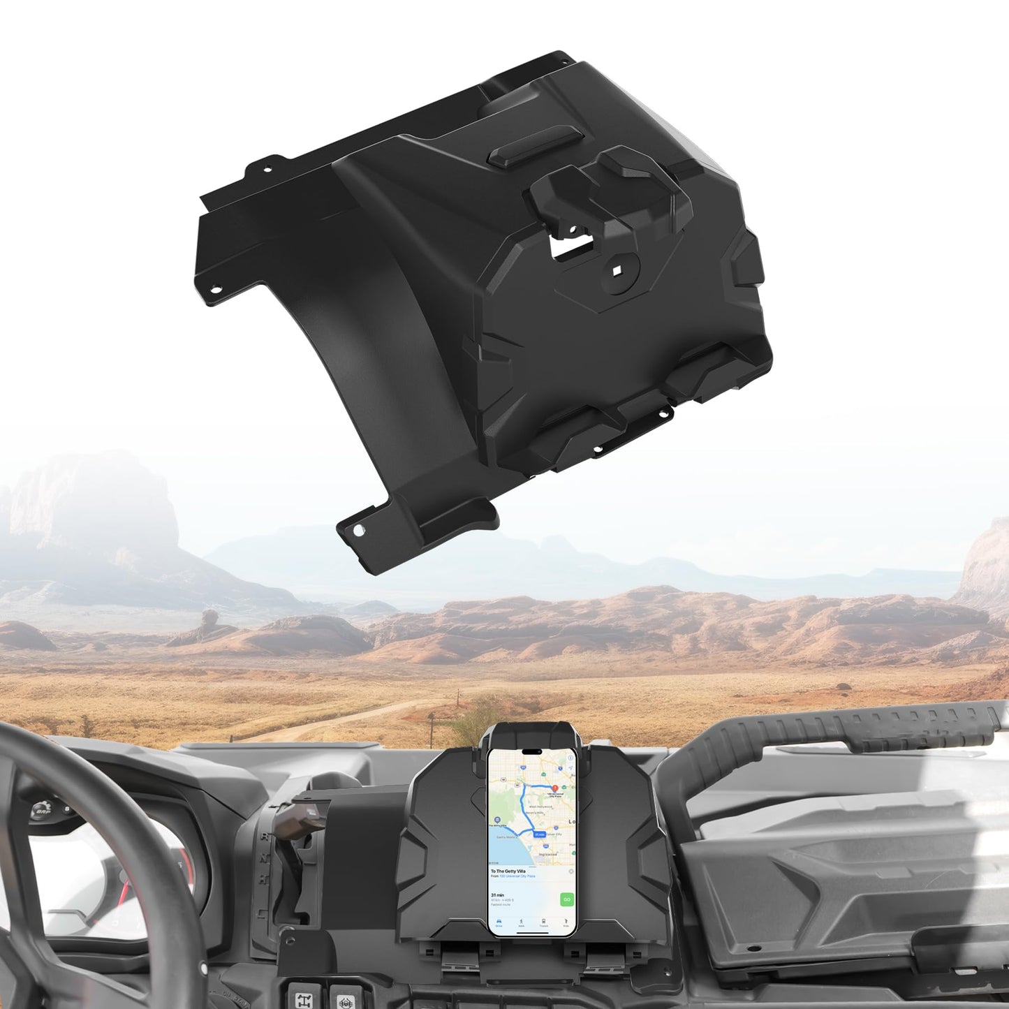 XATVXUTV Electronic Device Holder with Storage Integrated for Can Am Defender, Electronic Device GPS Mount Phone Tablet Holder with Extra Storage Box for Can-Am Defender HD9 MAX 2022-2025 Accessories