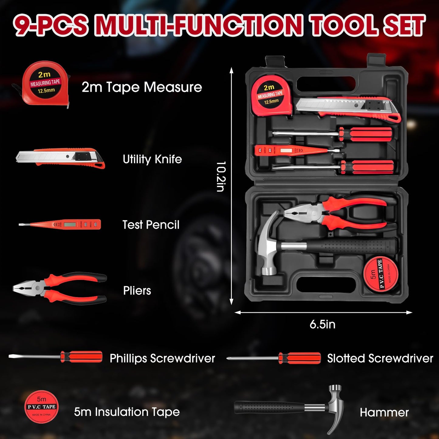 Roadside Emergency Car Kit for Vehicles, Pink Car First Aid Kit Emergency Kit with Jumper Cables, Car Safety Kits, Tow Strap, Tool Kit, Road Trip Assistance for Men, Women, New Driver Gifts
