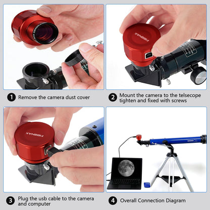 1.25" Telescope Camera Bundle with UHC Filter – USB Astronomy Camera for Astrophotography, 4K CMOS, Plug & Play for Windows/Mac/Linux/Raspberry Pi – Deep Sky & Nebula Imaging Kit
