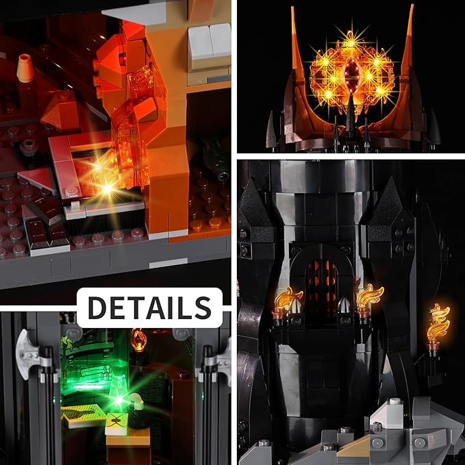 Kyglaring LED Light Kit Compatible with Lego The Lord of The Rings: Barad-dur 10333 Building Blocks Upgraded Lighting Accessories for 10333 Model Set (Model Not Included) Classic Version