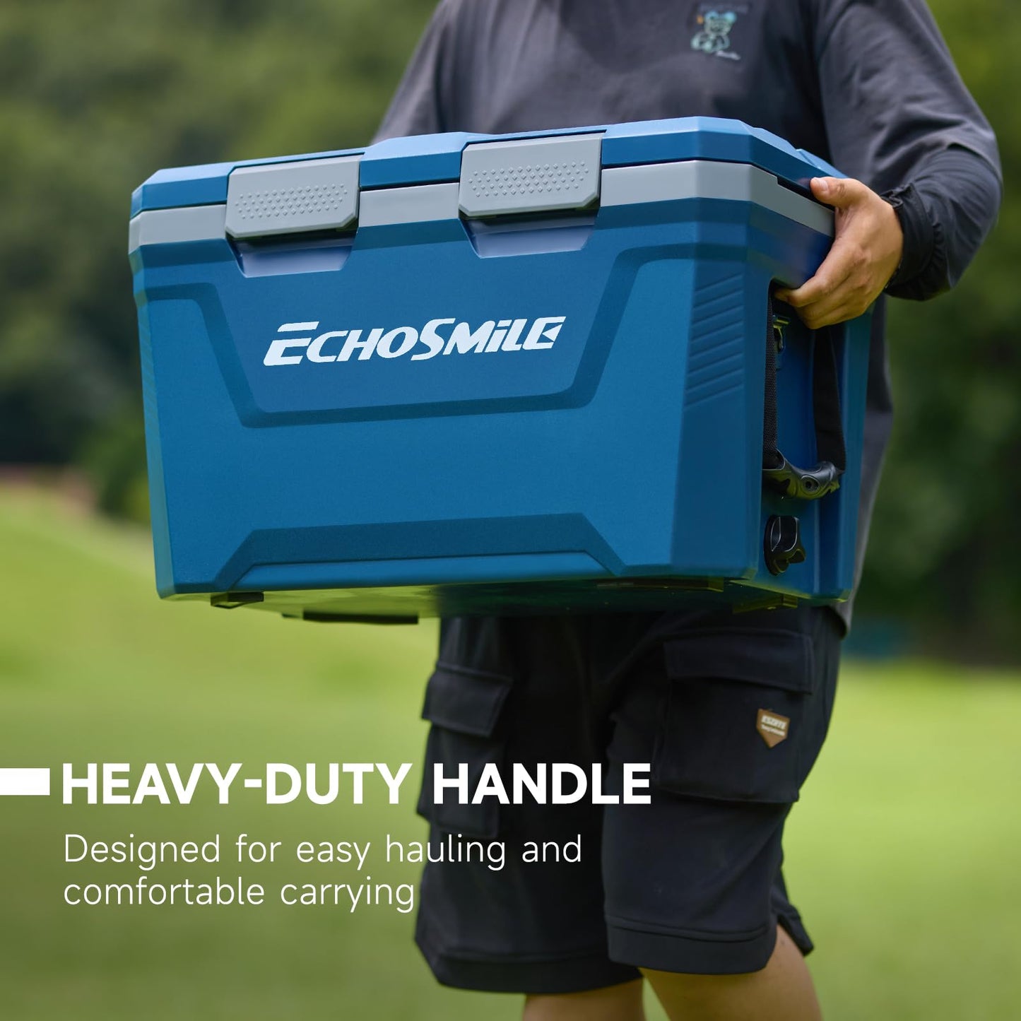 EchoSmile 35 Quart Insulated Cooler, Outdoor Portable Hard Cooler Ice Chest Box w/ 2 Cup Holders, Drain Plug, Bottle Opener, 3-Day Ice Retention for Camping, Beach, and Picnic,Navy